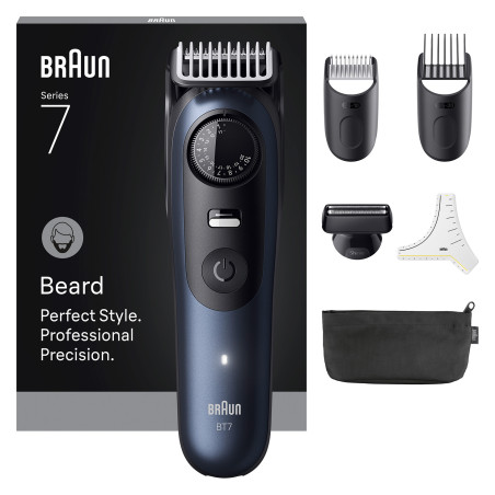 Braun 7500435244909 BeardTrimmer 7 BT7520, Lavable, Batería, Negro, Azul