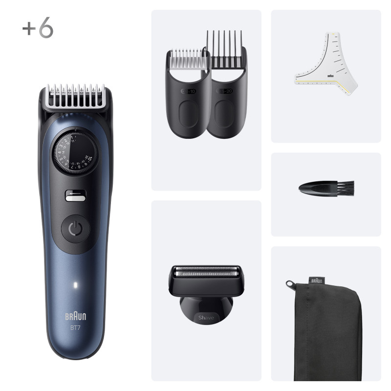 Braun 7500435244909 BeardTrimmer 7 BT7520, Lavable, Batería, Negro, Azul