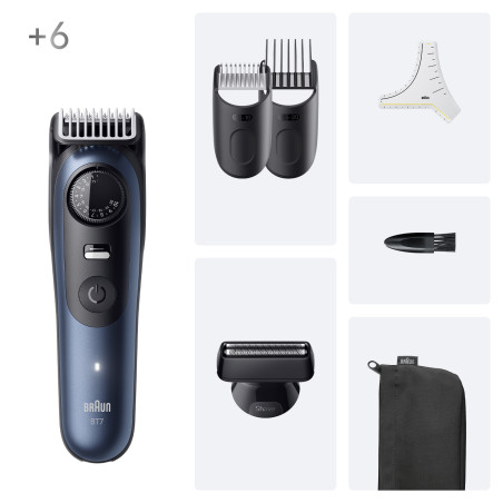 Braun 7500435244909 BeardTrimmer 7 BT7520, Lavable, Batería, Negro, Azul