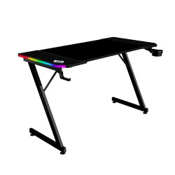 Mars Gaming MGDX120RGB MGD-X120RGB, Mesa Gaming Ergonómica, Iluminación ARGB con Mando, Fibra de Carbono, Alfombrilla XXL,
