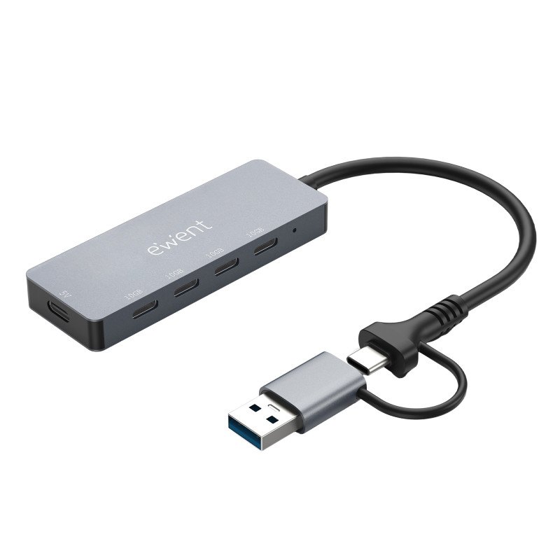Ewent EW1151 EW1151, USB Tipo C, USB Tipo C, 10000 Mbit/s, Gris, Aluminio, Plástico, 0,15 m