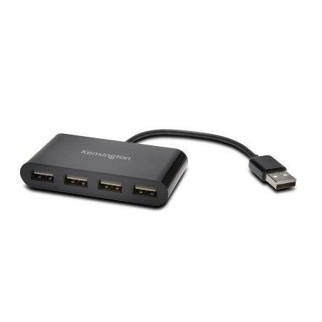 Kensington K39120EU Hub USB 2.0 de 4 puertos, Negro, Windows XP or above; macOS 10.6 or above, 1 pieza(s), 75 mm, 90 mm, 18 mm