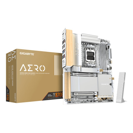 GIGABYTE X870E AERO X WOOD X870E AERO X3D WOOD Placa Base - Compatible con procesadores AMD Ryzen 9000, VRM digital de 16+2+2