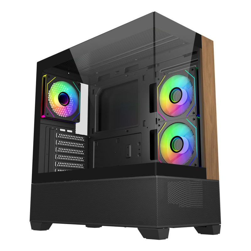 Cooler Master E690-KHNN-S00 Elite 690 Wood, Midi Tower, PC, Negro, ATX, ITX, micro ATX, Acero, Vidrio templado, Madera, Juego
