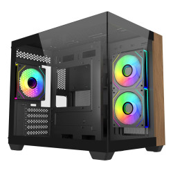 Cooler Master E481-KHNN-S00 Elite 481 Wood, Mini Tower, PC, Negro, ITX, micro ATX, Acero, Vidrio templado, Madera, Juego