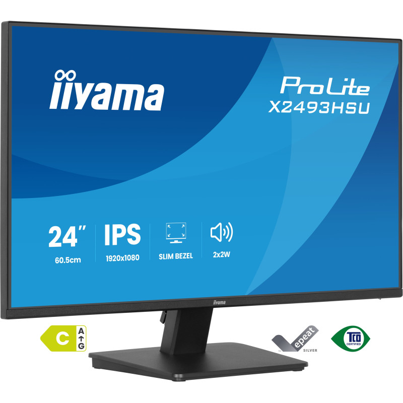 iiyama X2493HSU-B1 ProLite X2493HSU-B1, 60,5 cm (23.8"), 1920 x 1080 Pixeles, Full HD, LED, Negro