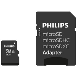 Philips FM64MP45B/00 FM64MP45B/00, 64 GB, MicroSDXC, Clase 10, UHS-I, 80 MB/s, Class 1 (U1)