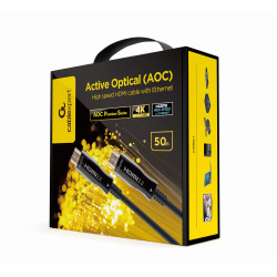 Gembird CCBP-HDMI-AOC-50M-02 CCBP-HDMI-AOC-50M-02, 50 m, HDMI tipo A (Estándar), HDMI tipo A (Estándar), 18 Gbit/s, Negro