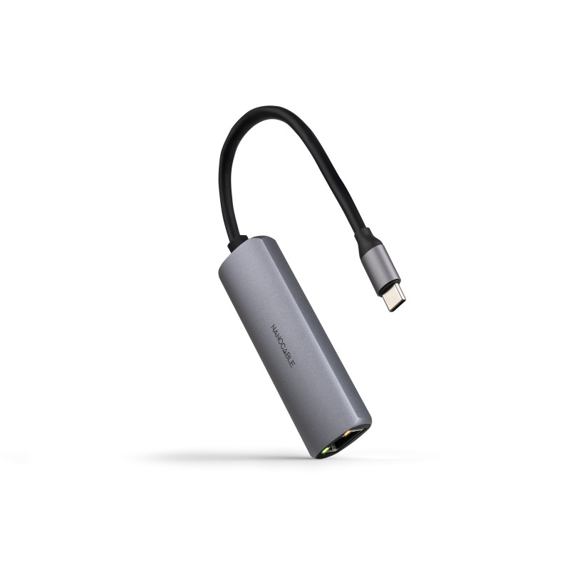 Nanocable 10.16.4603 Adaptador USB-C 3.1 a RJ45, con PD 100W, USB-C/M, Aluminio, Color Gris, 18 cm, Alámbrico, USB 3.2 Gen 1
