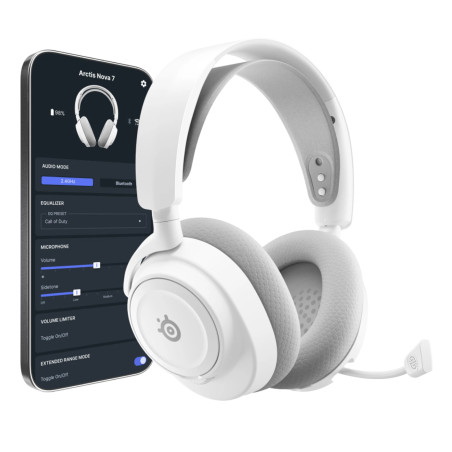 Steelseries 5707119065672 Arctis Nova 7P Gen 2, Inalámbrico, 20 - 22000 Hz, Juego, 325 g, Auriculares, Blanco