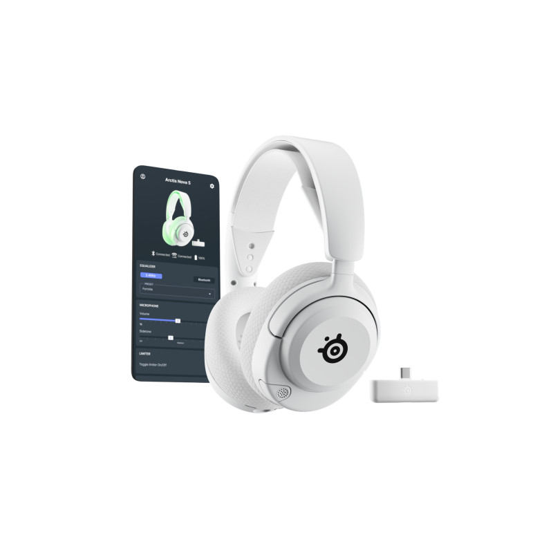 Steelseries 61677 Arctis Nova 5X Wireless, Inalámbrico, 20 - 22000 Hz, Juego, Auriculares, Blanco