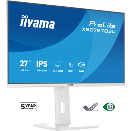 iiyama XB2797QSU-W1 ProLite XB2797QSU-W1, 68,6 cm (27"), 2560 x 1440 Pixeles, Quad HD, LED, Blanco
