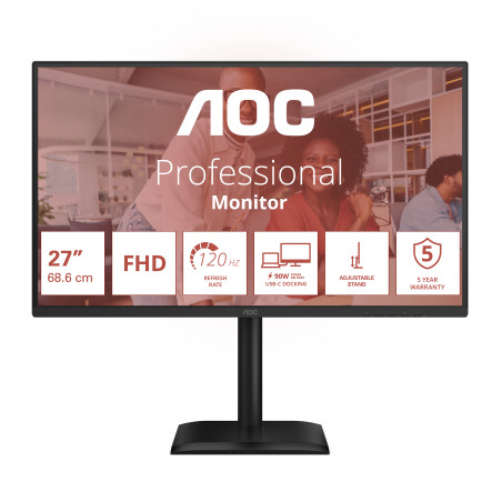 AOC 27E4CV 27E4CV, 68,6 cm (27"), 1920 x 1080 Pixeles, Full HD, LED, 4 ms, Negro