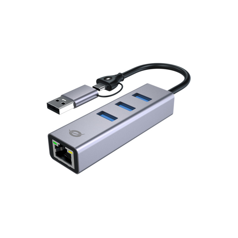 Conceptronic ABBY25G ABBY25G, Alámbrico, USB 3.2 Gen 1 (3.1 Gen 1) Type-A + Type-C, 10,100,1000 Mbit/s, IEEE 802.3, IEEE