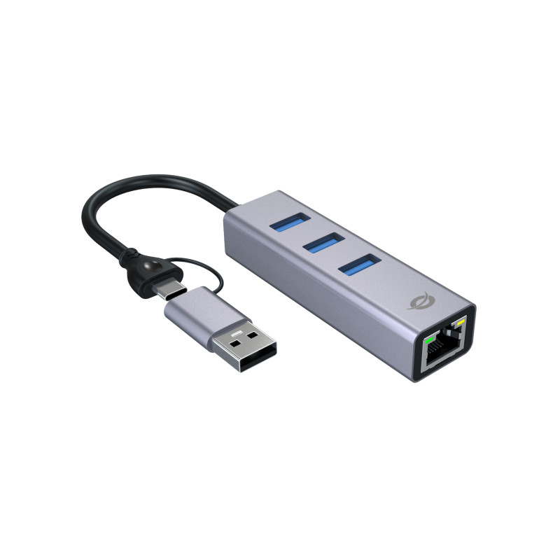 Conceptronic ABBY25G ABBY25G, Alámbrico, USB 3.2 Gen 1 (3.1 Gen 1) Type-A + Type-C, 10,100,1000 Mbit/s, IEEE 802.3, IEEE