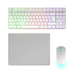 Mars Gaming MCPWTKLWES MCPWTKLWES, Inalámbrico, RF inalámbrica + USB, Interruptor de membrana, QWERTY, LED RGB, Blanco