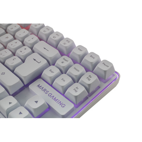Mars Gaming MCPWTKLWES MCPWTKLWES, Inalámbrico, RF inalámbrica + USB, Interruptor de membrana, QWERTY, LED RGB, Blanco