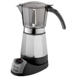 De’Longhi EMK9 Alicia, Cafetera moka eléctrica, De café molido, 450 W, Negro, Acero inoxidable