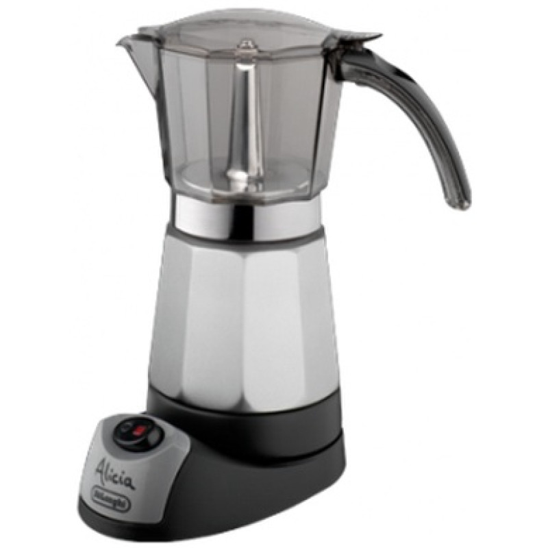 De’Longhi EMK9 Alicia, Cafetera moka eléctrica, De café molido, 450 W, Negro, Acero inoxidable