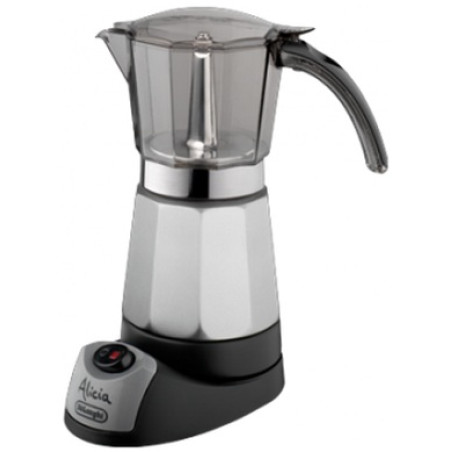 De’Longhi EMK9 Alicia, Cafetera moka eléctrica, De café molido, 450 W, Negro, Acero inoxidable