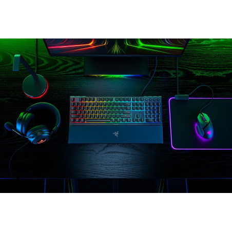 Razer RZ03-04460400-R3G1 Ornata V3, Alámbrico, USB, Interruptor de membrana, QWERTZ, LED RGB, Negro