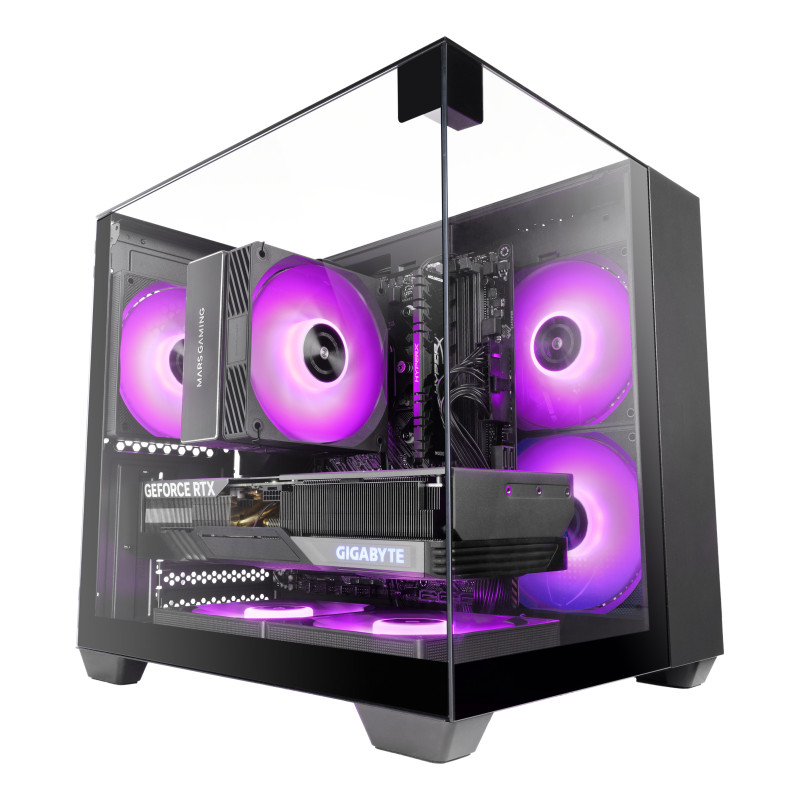 Mars Gaming MCVISIONM MC-VISIONM, Mini Tower, PC, Negro, micro ATX, Mini-ITX, Metal, Vidrio templado, Juego