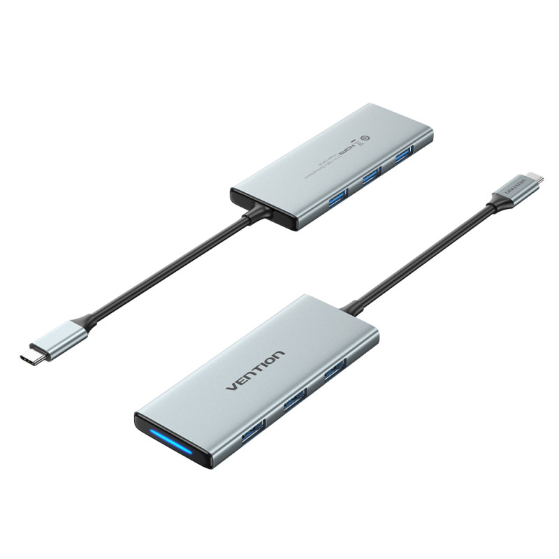 Vention TOPHB Docking USB Tipo-C TOPHB/ 1xHDMI/ 3xUSB/ 1xLector Tarjetas SD y MicroSD/ Gris, Alámbrico, USB 3.2 Gen 1 (3.1 Gen