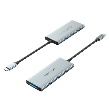 Vention TOPHB Docking USB Tipo-C TOPHB/ 1xHDMI/ 3xUSB/ 1xLector Tarjetas SD y MicroSD/ Gris, Alámbrico, USB 3.2 Gen 1 (3.1 Gen