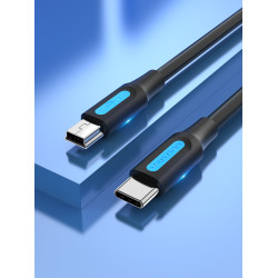 Vention COWBH Cable USB 2.0 Tipo-C COWBH/ USB Tipo-C Macho - MiniUSB Macho/ 2m/ Negro, 2 m, Mini-USB B, USB C, USB 2.0, 0,48 2