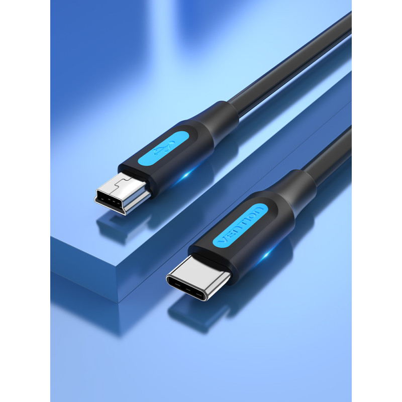 Vention COWBH Cable USB 2.0 Tipo-C COWBH/ USB Tipo-C Macho - MiniUSB Macho/ 2m/ Negro, 2 m, Mini-USB B, USB C, USB 2.0, 0,48