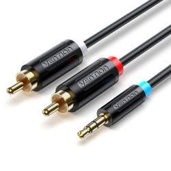 Vention BCLBF Cable Estéreo BCLBF/ Jack 3.5 Macho - 2x RCA Macho/ 1m/ Negro, 3.5mm TRRS, Macho, 2 x RCA, Macho, 1 m, Negro