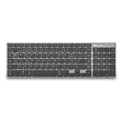 NGS NGS-KEYBOARD-0390 FORTUNE-BT, QWERTY, PT, Completo (100%), Inalámbrico, Bluetooth, QWERTY, Negro, Plata