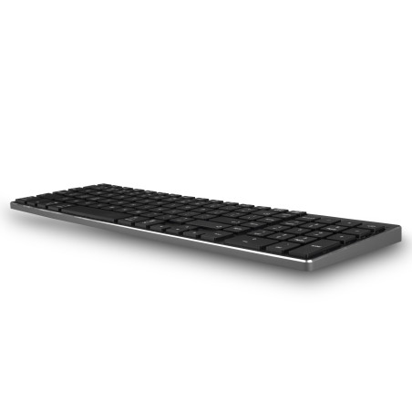 NGS NGS-KEYBOARD-0390 FORTUNE-BT, QWERTY, PT, Completo (100%), Inalámbrico, Bluetooth, QWERTY, Negro, Plata