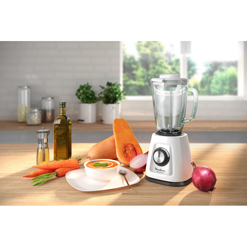 Moulinex LM430110 LM430, Batidora de vaso, 1,75 L, Picahielos, 800 W, Blanco