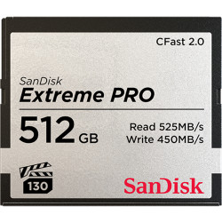 SanDisk SDCFSP-512G-G46D Extreme Pro, 512 GB, CFast 2.0, 525 MB/s, 450 MB/s, Negro, Gris