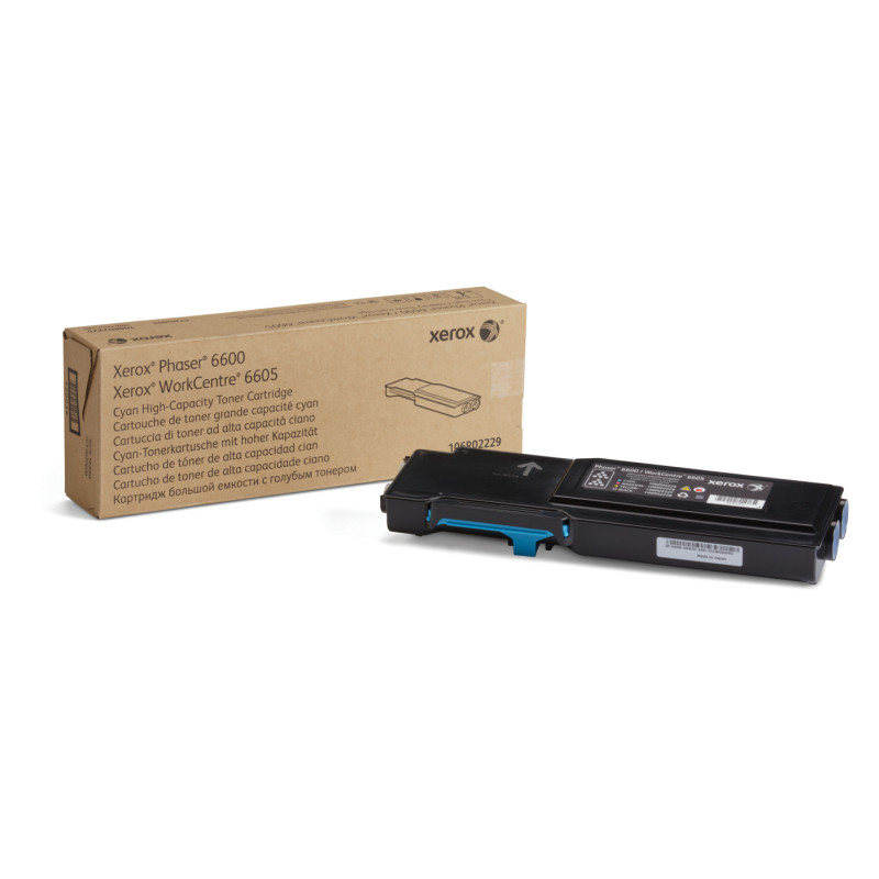 Xerox 106R02229 Cartucho de tóner cián de gran capacidad para Phaser 6600/WorkCentre 6605 (6000 páginas), 6000 páginas,