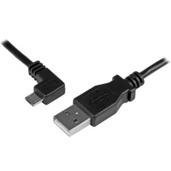 StarTech.com USBAUB1MLA Cable de 1m Micro USB con conector acodado a la izquierda - Cable de Carga y Sincronización, 1 m, USB