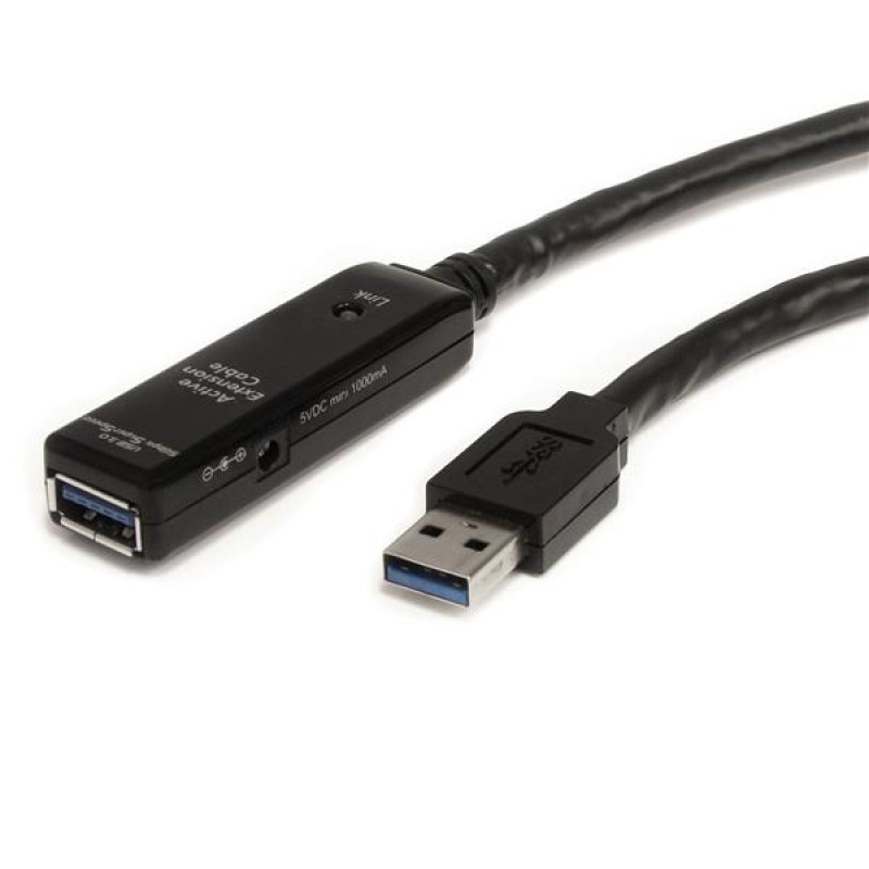 StarTech.com USB3AAEXT3M Cable Extensor Alargador USB 3.0 SuperSpeed Activo de 3m - USB A Macho a Hembra - Negro, 3 m, USB A,