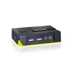 LevelOne KVM-0221 Switch KVM de 2 puertos USB con audio, 2048 x 1536 Pixeles, Negro, Verde