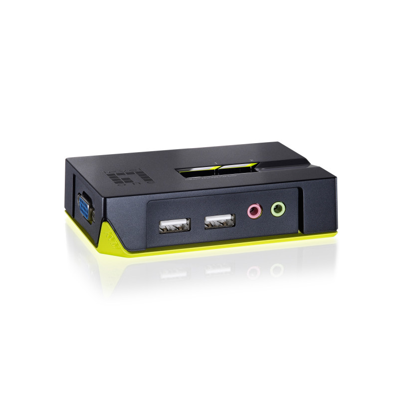 LevelOne KVM-0221 Switch KVM de 2 puertos USB con audio, 2048 x 1536 Pixeles, Negro, Verde