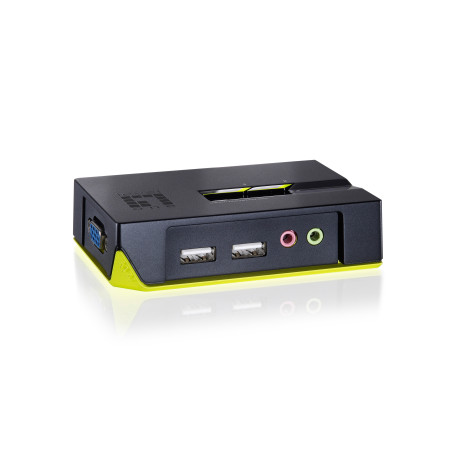 LevelOne KVM-0221 Switch KVM de 2 puertos USB con audio, 2048 x 1536 Pixeles, Negro, Verde