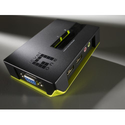LevelOne KVM-0221 Switch KVM de 2 puertos USB con audio, 2048 x 1536 Pixeles, Negro, Verde 2