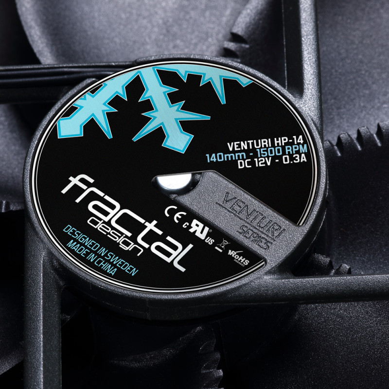 Fractal Design FD-FAN-VENT-HP14-PWM Venturi HP-14 PWM, Ventilador, 14 cm, 400 RPM, 1500 RPM, 132,7 m³/h, Negro, Gris