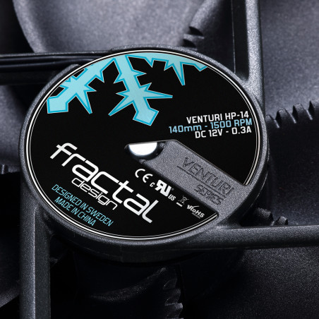 Fractal Design FD-FAN-VENT-HP14-PWM Venturi HP-14 PWM, Ventilador, 14 cm, 400 RPM, 1500 RPM, 132,7 m³/h, Negro, Gris