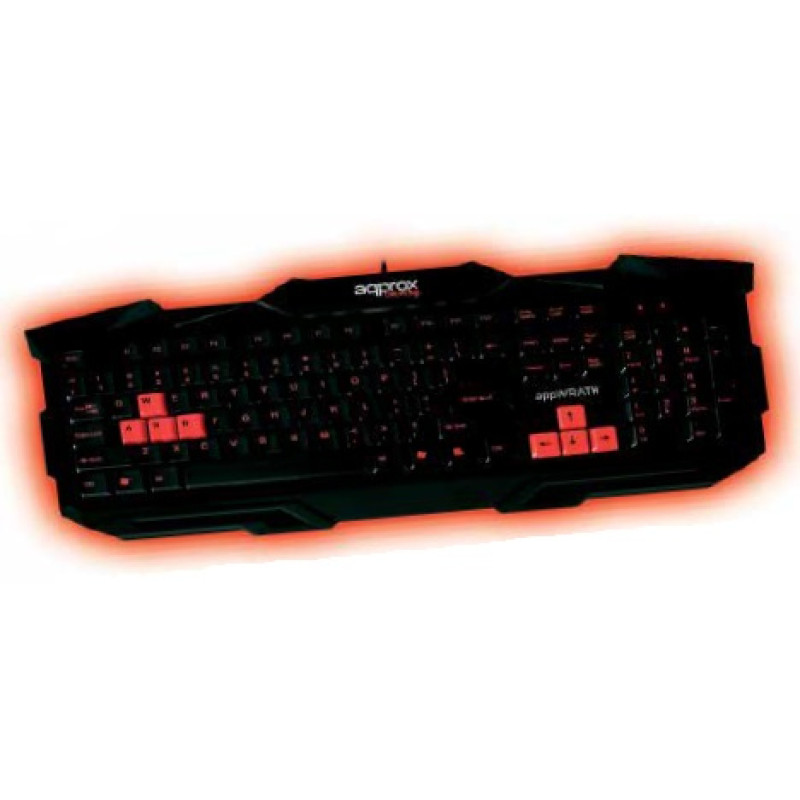 Approx APPWRATH appWRATH, Completo (100%), Alámbrico, USB, QWERTY, Negro, Rojo
