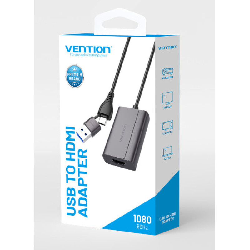 Vention ACYHB ACYHB, USB-C + USB-A, HDMI, 0,15 m, Gris