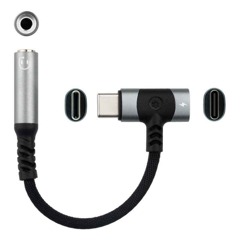 Nanocable 10.24.1207 10.24.1207, USB-C + USB-C, 3.5 mm, 0,1 m, Negro