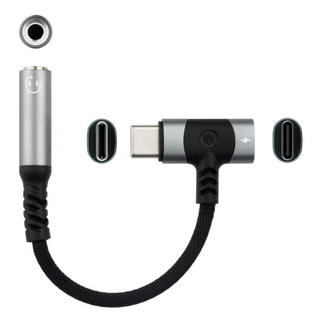 Nanocable 10.24.1207 10.24.1207, USB-C + USB-C, 3.5 mm, 0,1 m, Negro
