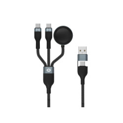 Conceptronic ETTA08B15 ETTA08B15, 1,5 m, USB A, 2 x USB C, USB 2.0, 0,48 Gbit/s, Negro