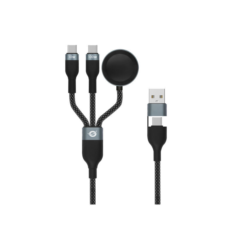 Conceptronic ETTA08B15 ETTA08B15, 1,5 m, USB A, 2 x USB C, USB 2.0, 0,48 Gbit/s, Negro